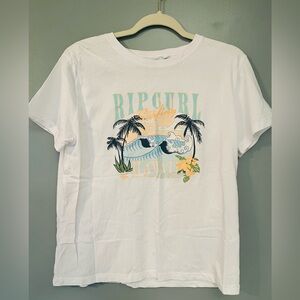 Rip Curl White Casual Surfer Tee Large